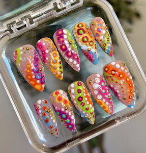Dots Galore custom acrylic nail set — handmade press-on nails